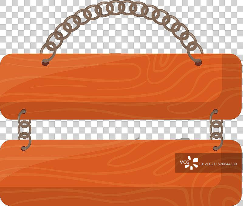 悬挂金属链的木制标牌图片素材