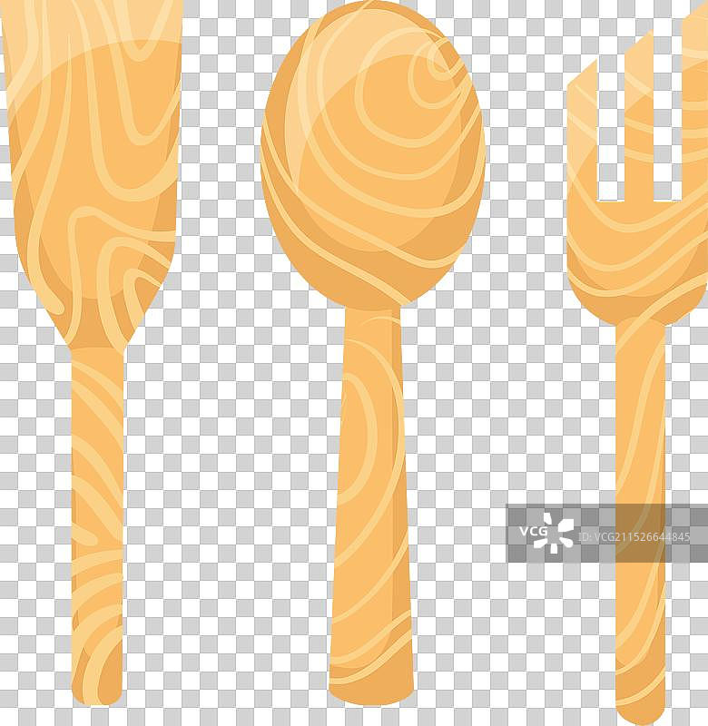 光滑浅棕色木制厨具套装图片素材