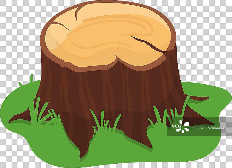 草地树桩扁平化设计：森林砍伐图片素材