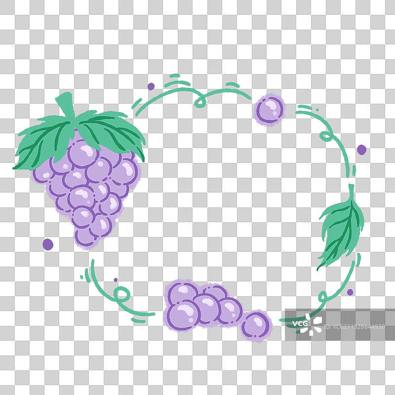 卡通蔬果简笔画边框葡萄图片素材