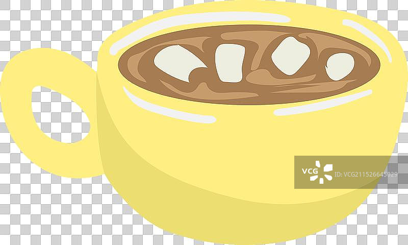 黄色咖啡杯泡沫艺术图片素材