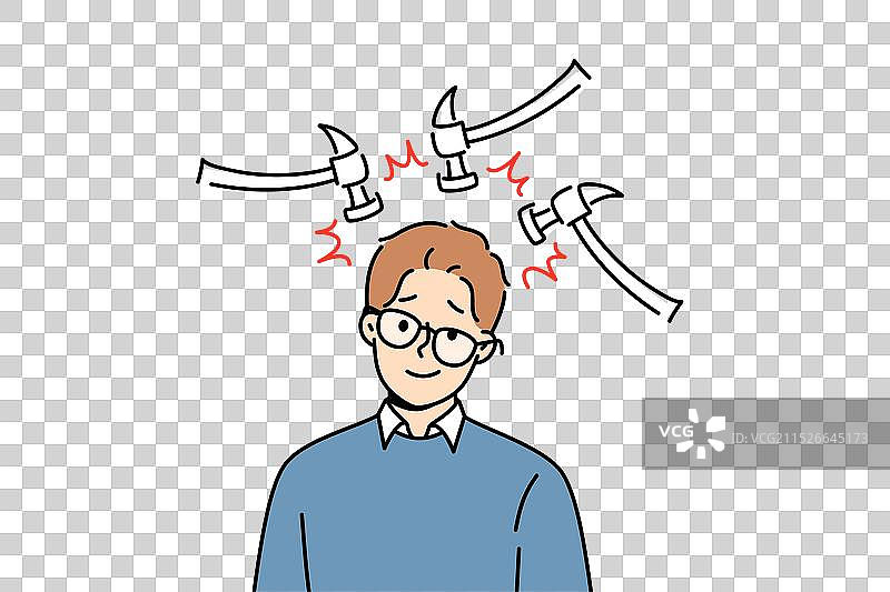 患有头痛和偏头痛的男人图片素材