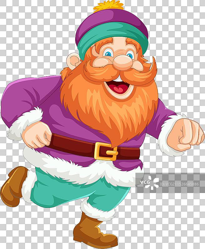 快乐的络腮胡矮人角色快乐地奔跑图片素材