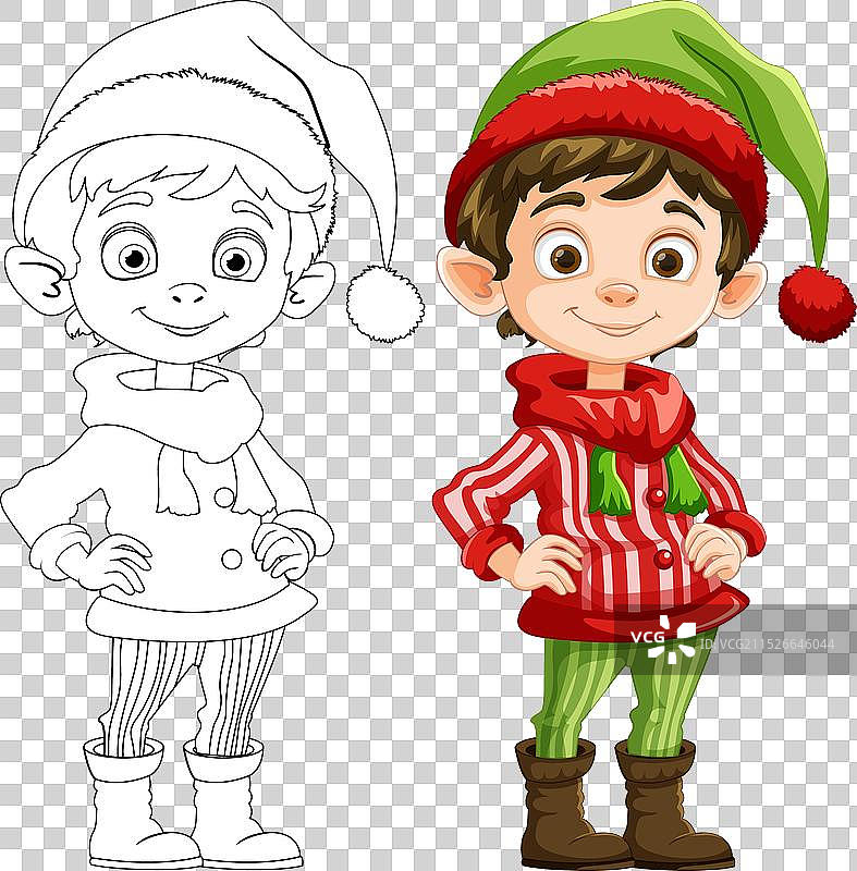 微笑的圣诞精灵色彩斑斓图片素材