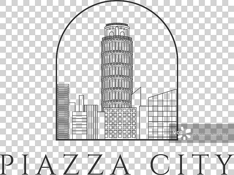 天际线意大利比萨斜塔图片素材