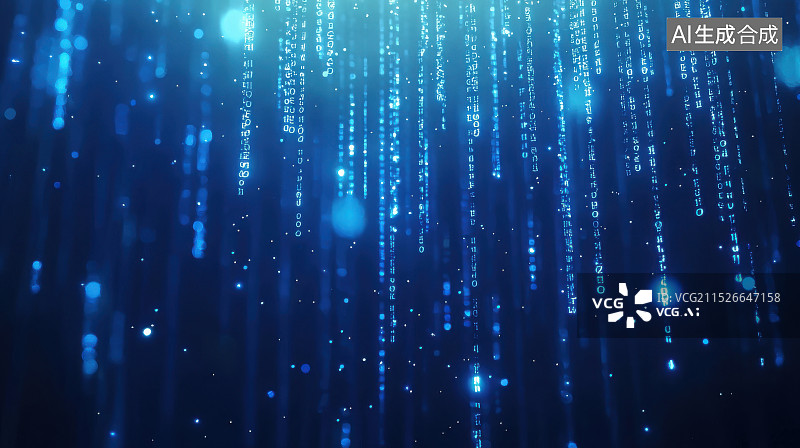 【AI数字艺术】蓝色数据流光点背景图片素材