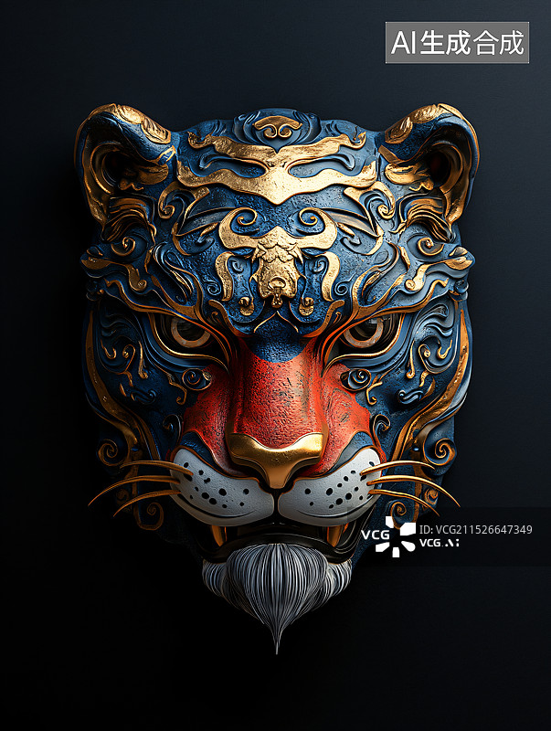 【AI数字艺术】十二生肖工艺品面具傩面具图片素材