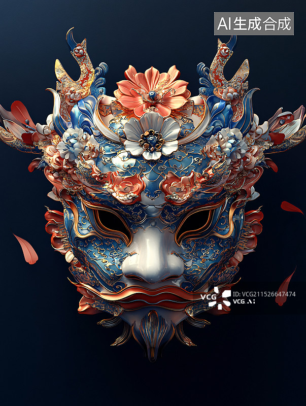 【AI数字艺术】十二生肖工艺品面具傩面具图片素材