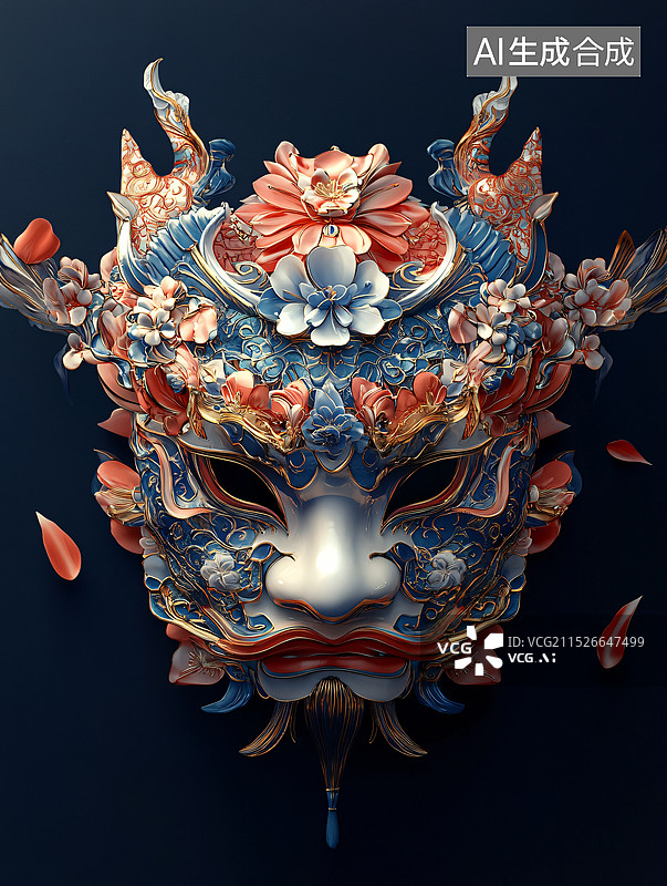 【AI数字艺术】十二生肖工艺品面具傩面具图片素材