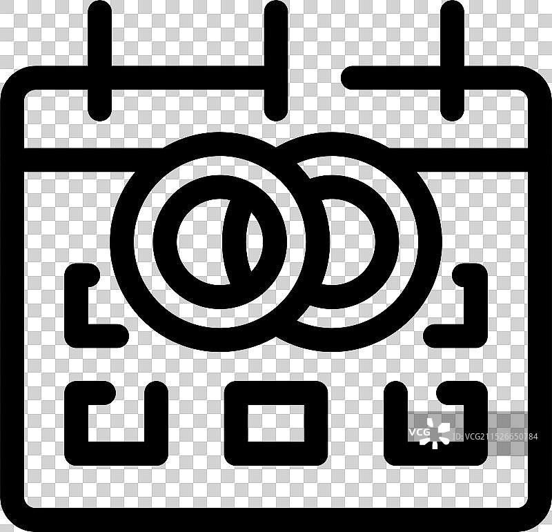 日历上用两个戒指标记的婚礼日图片素材