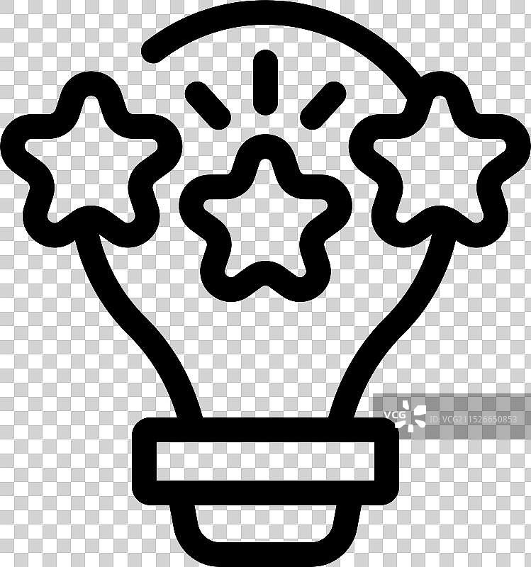 闪耀着三颗星的灯泡图片素材