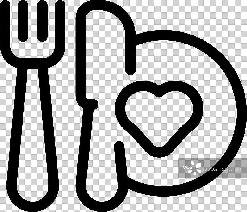 餐盘上的心形图案与刀叉图片素材