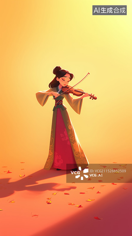 【AI数字艺术】拉小提琴的音乐古装人图片素材