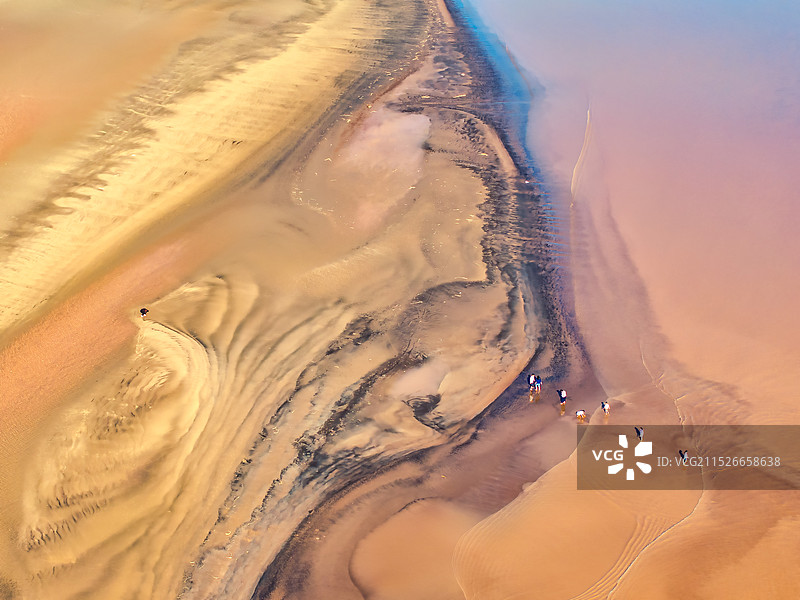 山东省梁山县俯瞰黄河河岸潮间带风景图片素材