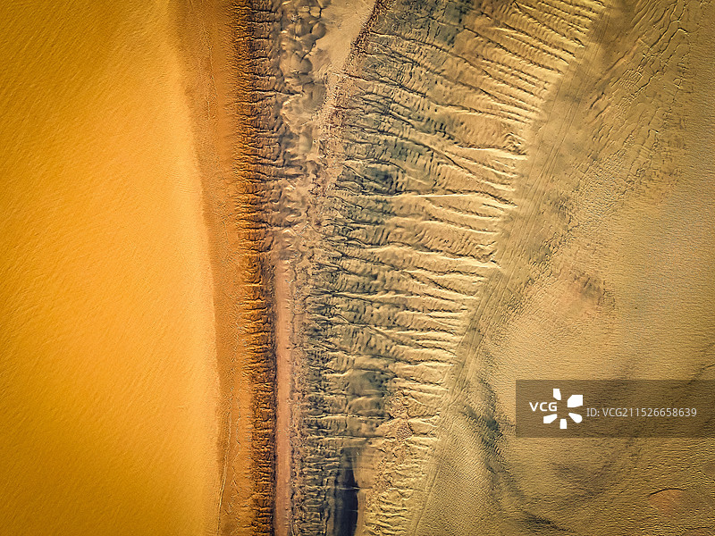 山东省梁山县俯瞰黄河河岸潮间带风景图片素材