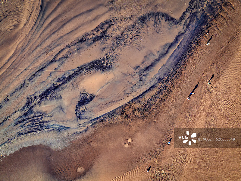 山东省梁山县俯瞰黄河河岸潮间带风景图片素材