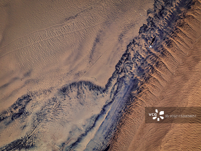 山东省梁山县俯瞰黄河河岸潮间带风景图片素材