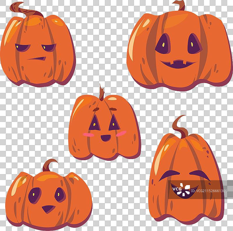 带面孔的南瓜套装图片素材