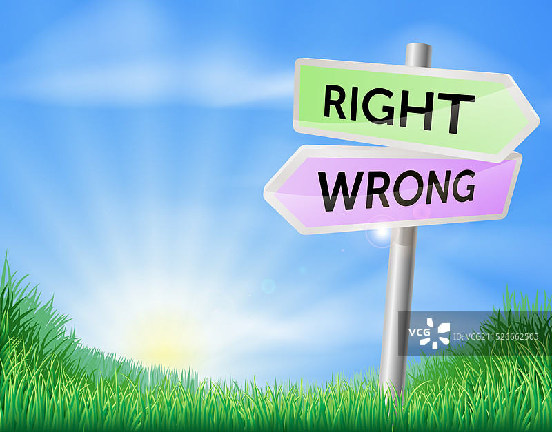 对错方向标志概念图片素材