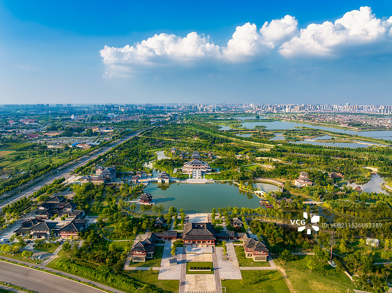 河南，商丘市，睢阳区，商丘古城，归德府城，国家历史文化名城，汉梁文化公园，曜华宫，传统文化，航拍图片素材