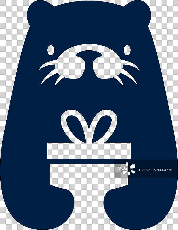 海獭抱着生日礼物卡通标志图片素材