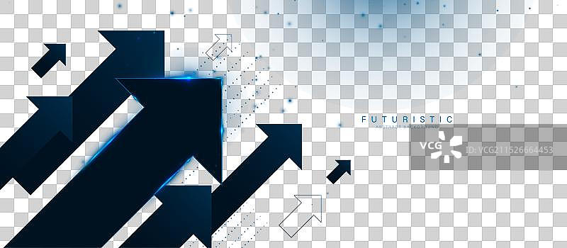 深蓝色背景上发光的蓝色抽象箭头图片素材