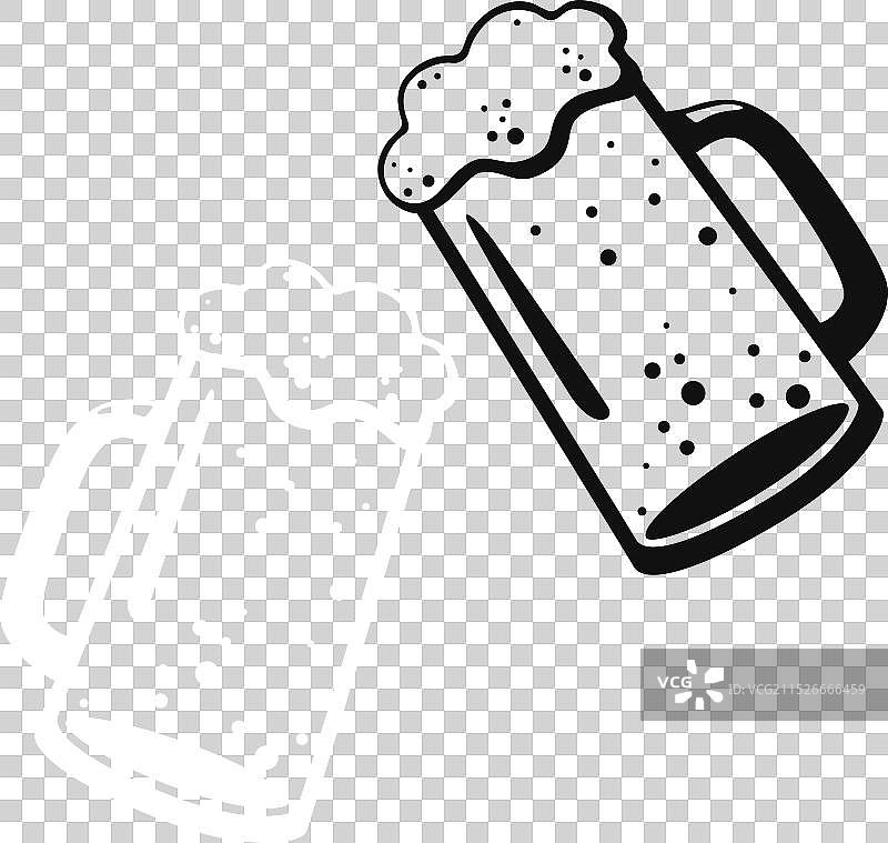 两个黑白轮廓的啤酒杯图标图片素材