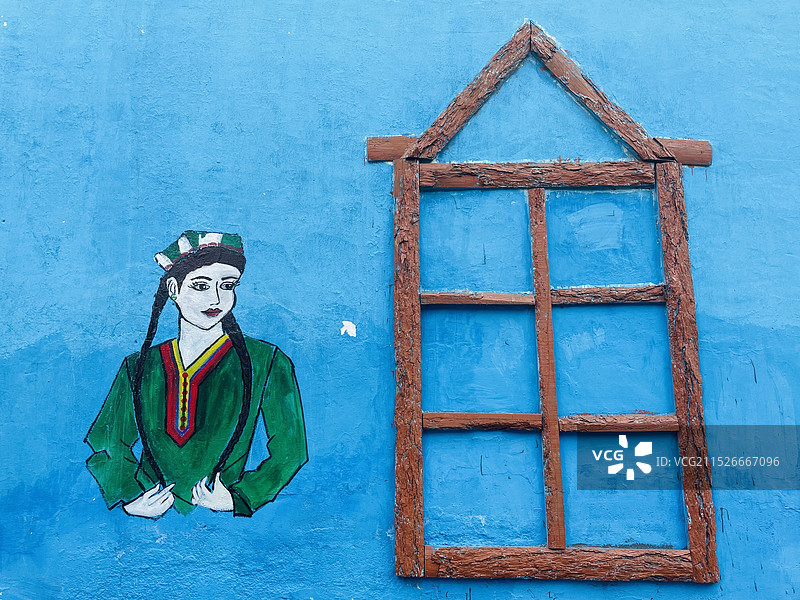 新疆伊犁六星街 街景 蓝墙图片素材