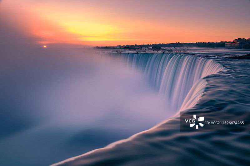 尼亚加拉瀑布日出图片素材