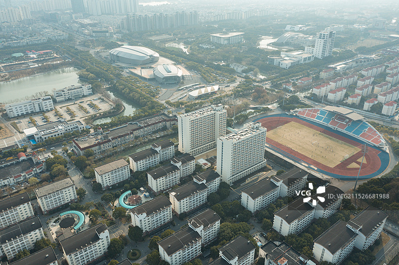 航拍松江大学城二期学生公寓图片素材
