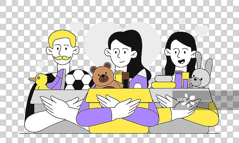 手持捐款箱的男人和女人图片素材