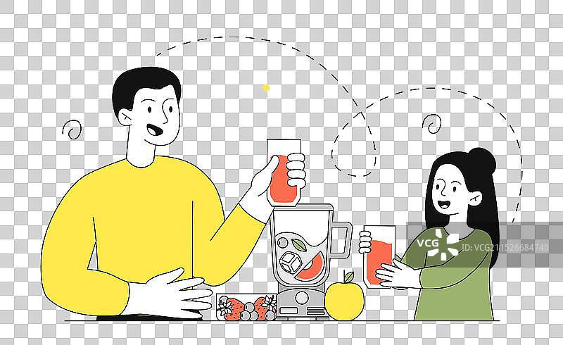 人们在搅拌机旁制作冰沙图片素材