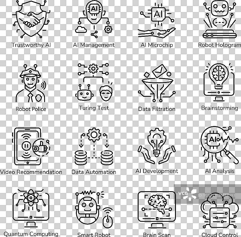 AI服务轮廓图标合集图片素材