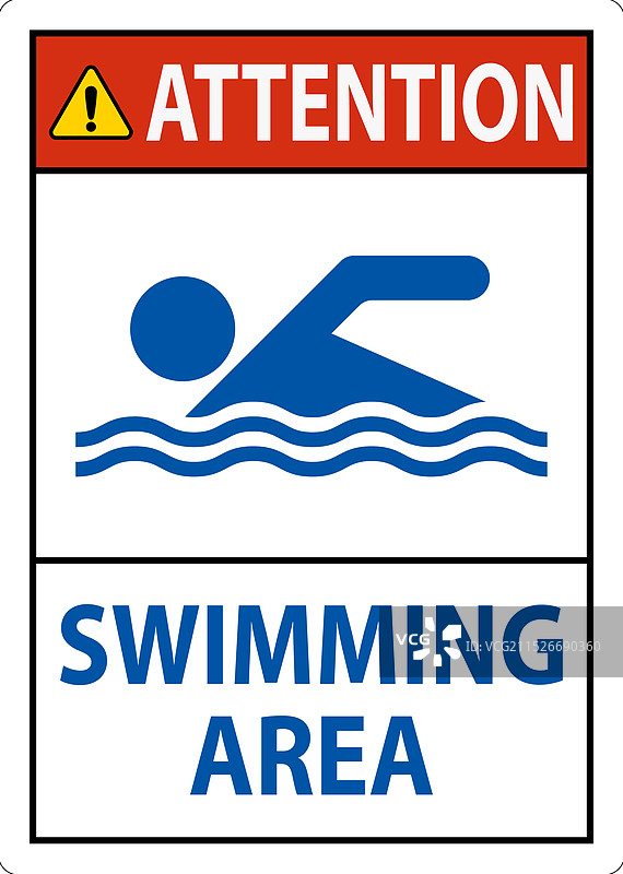 水上安全警示标志：游泳区域图片素材