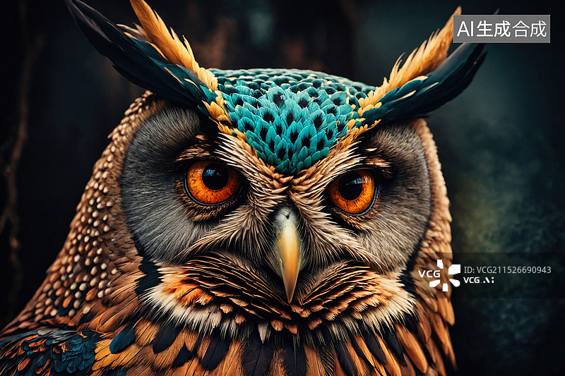 【AI数字艺术】神秘猫头鹰的凝视图片素材