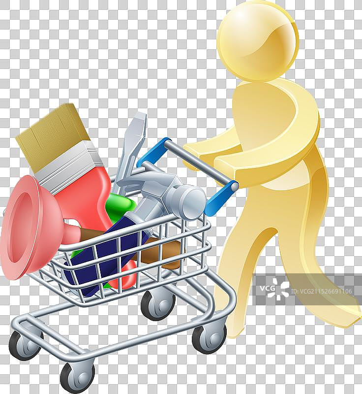 带着工具购物的人图片素材