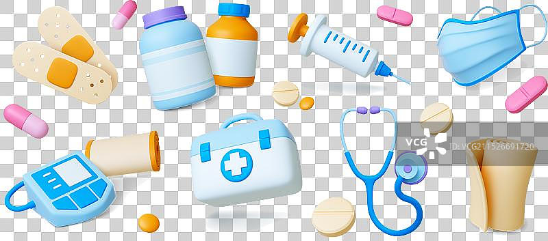 3D医疗图标医院救护车图片素材