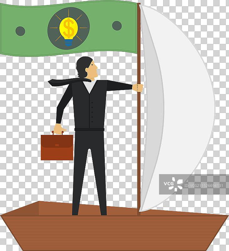 乘船漂浮的商务人士图片素材