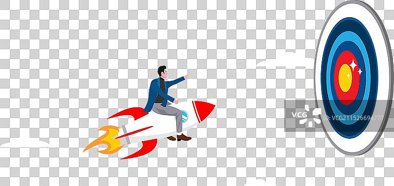 成功的男商人乘坐火箭上升图片素材