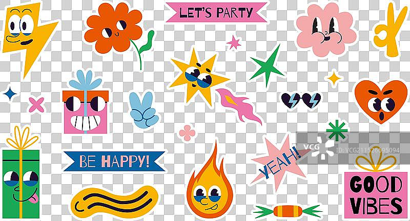 节日贴纸套装，适用于计划本和明信片图片素材