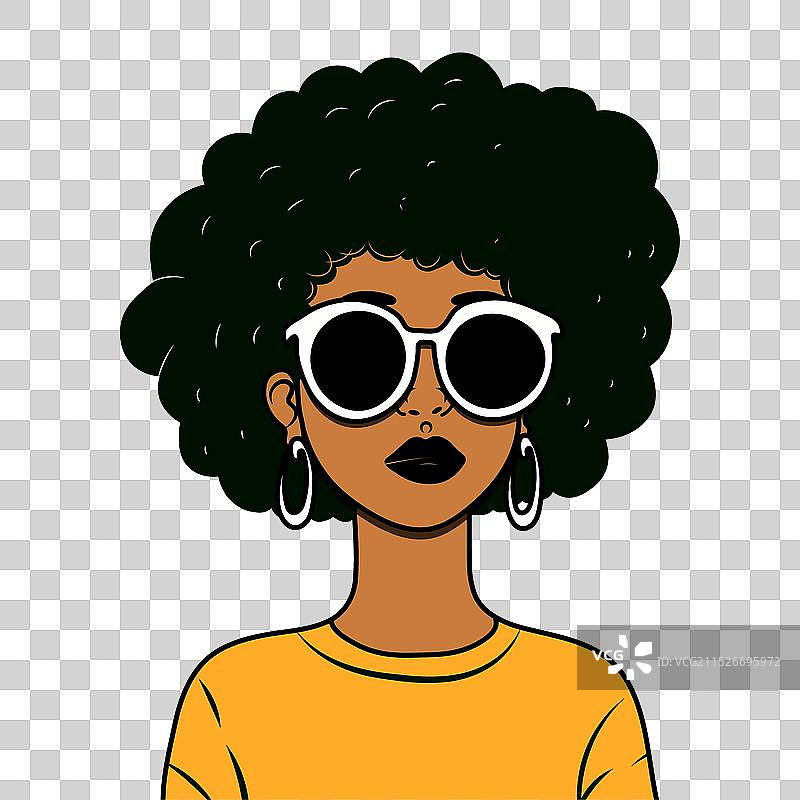 戴着太阳镜的漂亮非洲裔女性图片素材