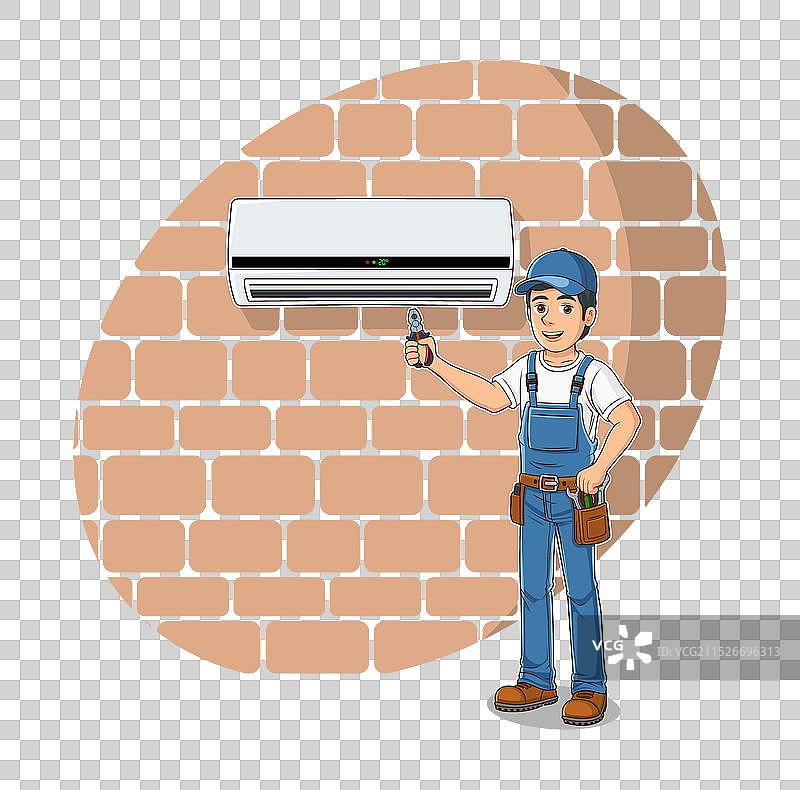 暖通空调服务卡通人物设计图片素材