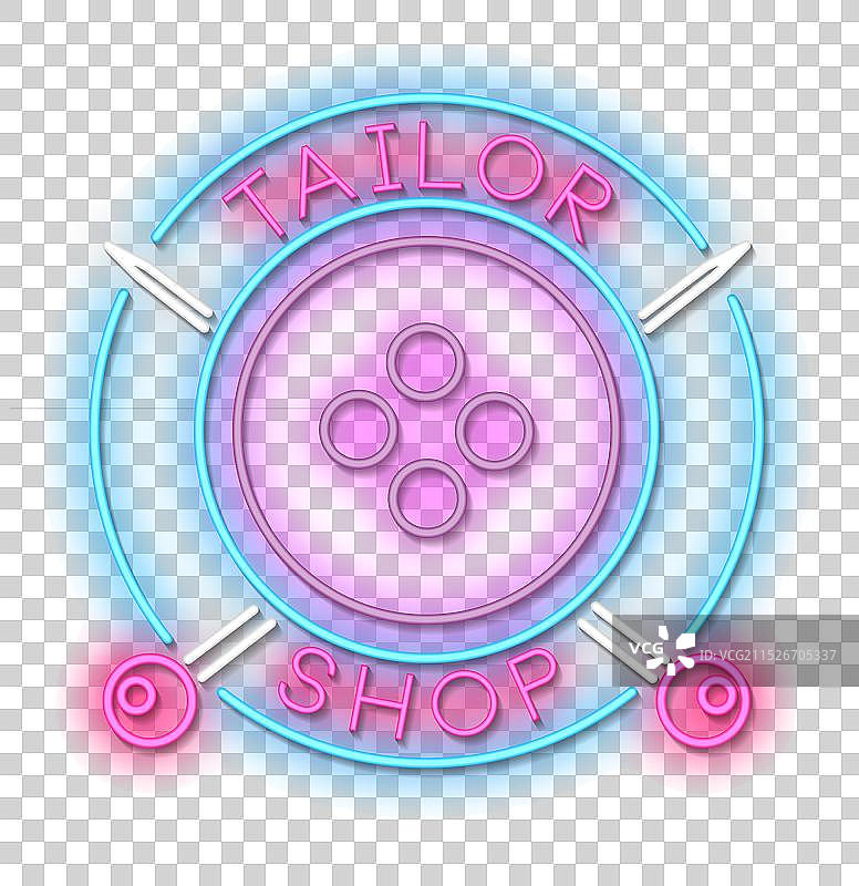 砖墙背景霓虹灯裁缝店标志图片素材