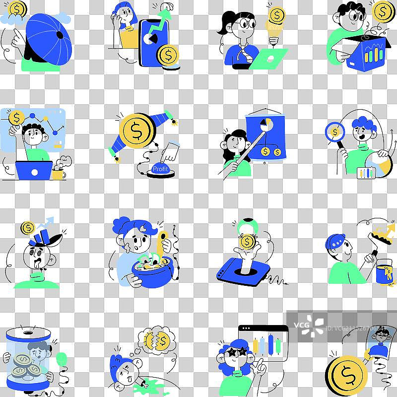 投资与利润迷你涂鸦礼包图片素材