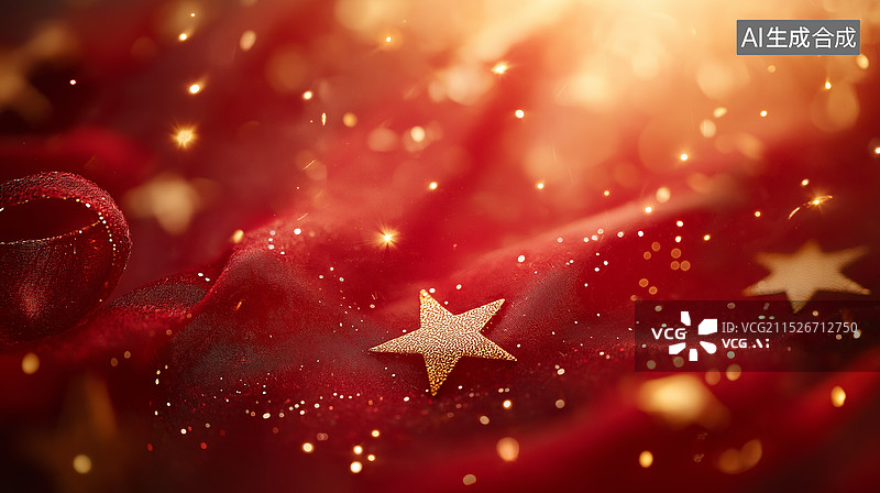 【AI数字艺术】五角星和红色背景图片素材