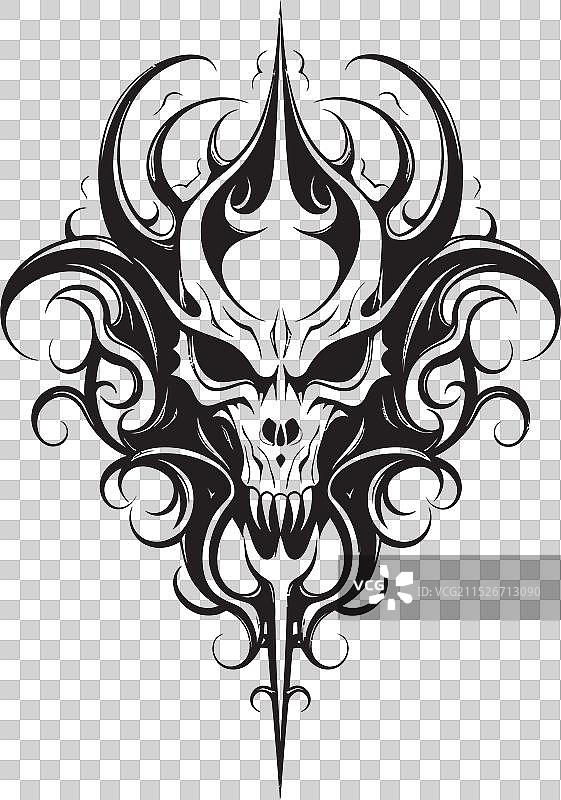 深色调的黑曜石誓言魔鬼头纹身图标图片素材