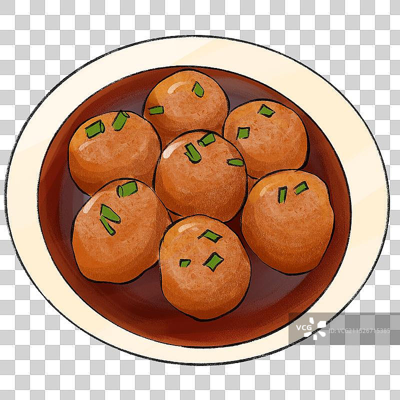 鄱阳湖狮子头-江西省特色美食土特产小吃插画元素图片素材