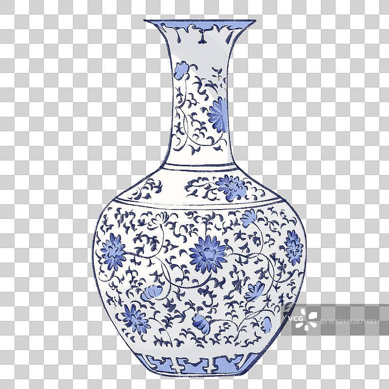 景德镇瓷器青花瓷-江西省特色手工艺品土特产艺术古迹插画元素图片素材