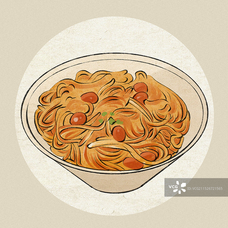 南昌炒粉-江西省特色美食土特产小吃插画图片素材