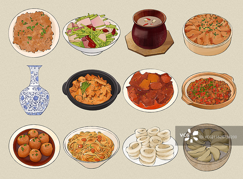 江西省特色美食名菜土特产小吃插画图片素材